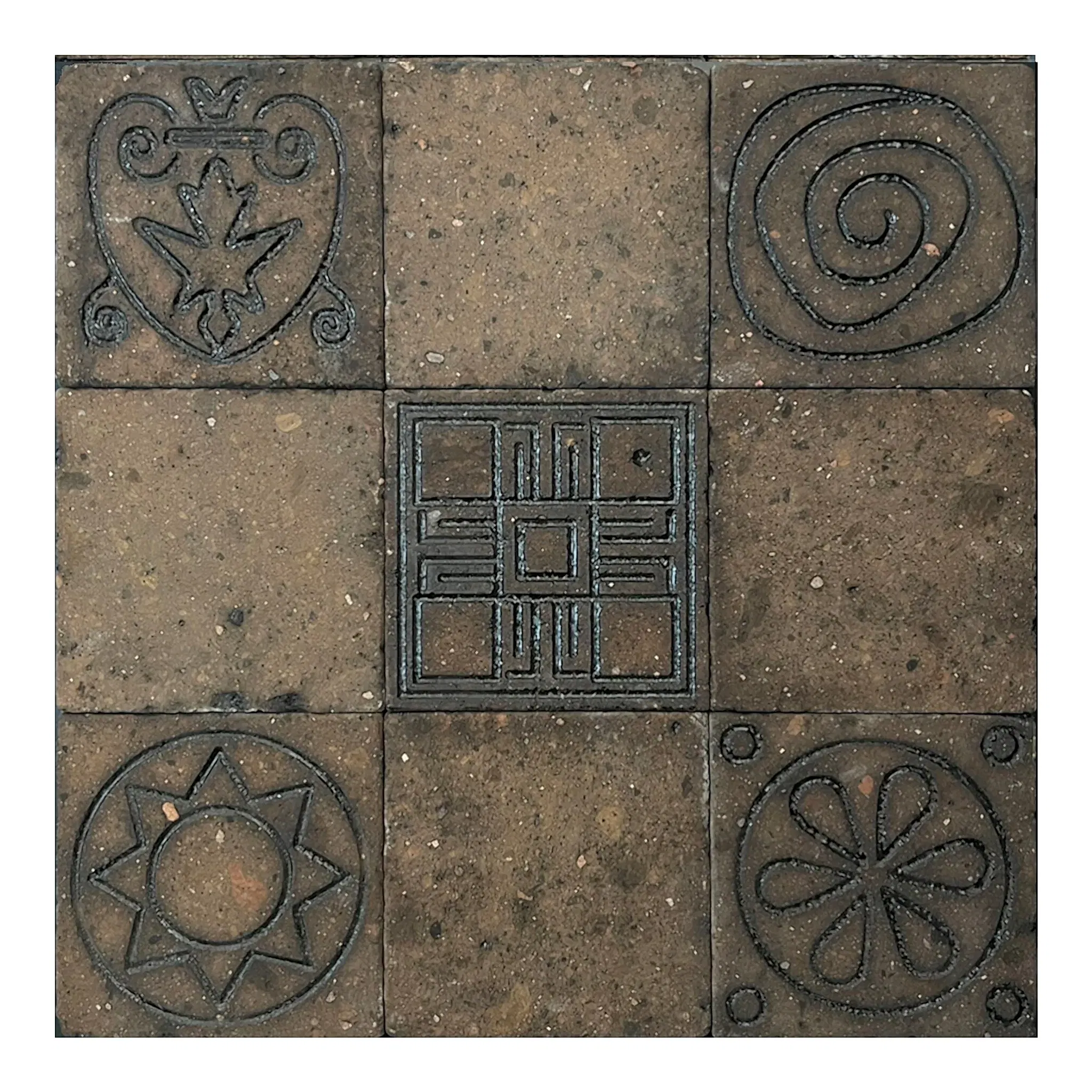 Antik Lav Taşı Tuğla Desenli Kahverengi 15x15