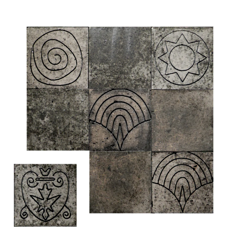 Antik Lav Taşı Tuğla Desenli Gri 15x15