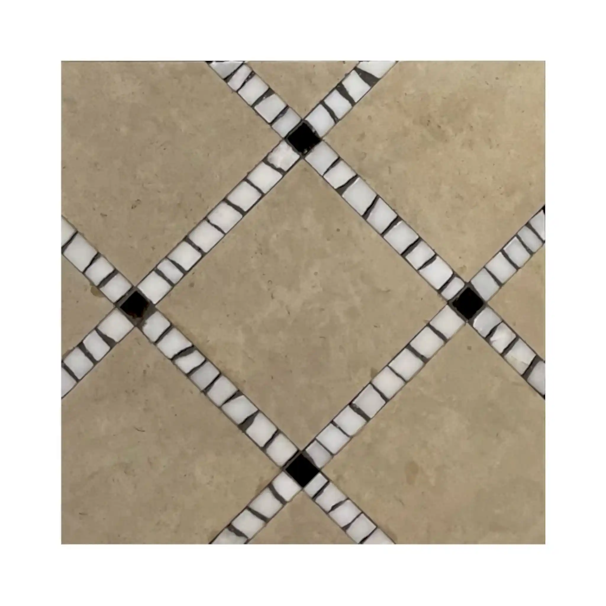 Dias Mermer Mozaik Karo Bej Beyaz